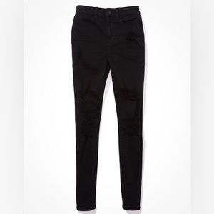 AE NE(X)T Level Ripped Curvy High Waisted Jeggings in Black
